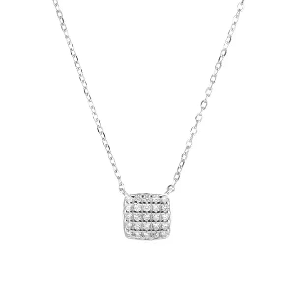 Sterling Silver Square Stone Full-shop Pendant Necklace