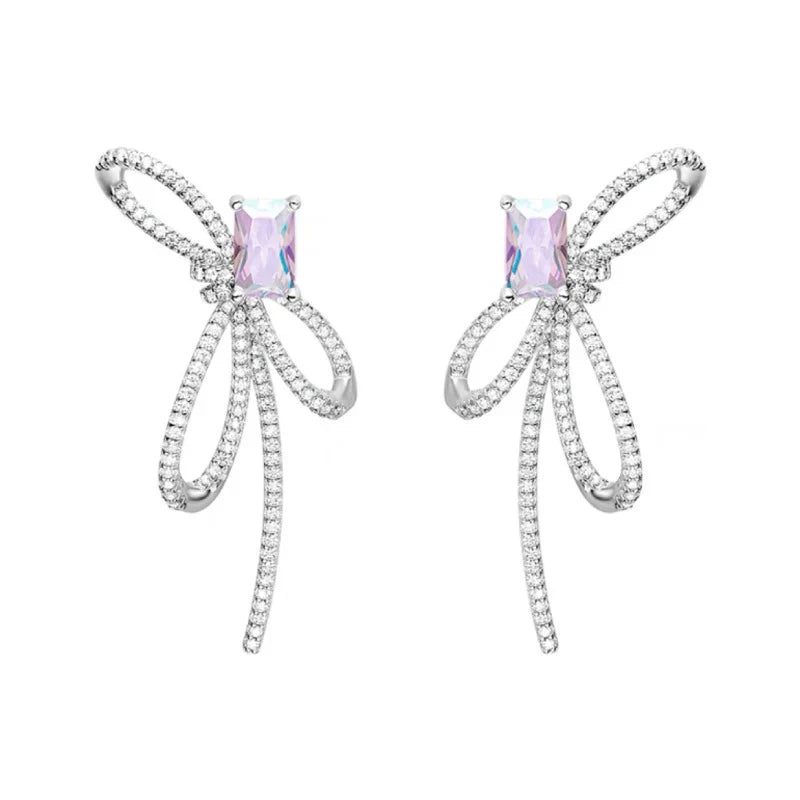 Aurora Ribbon Bow Small Sugar Cube Earrings
