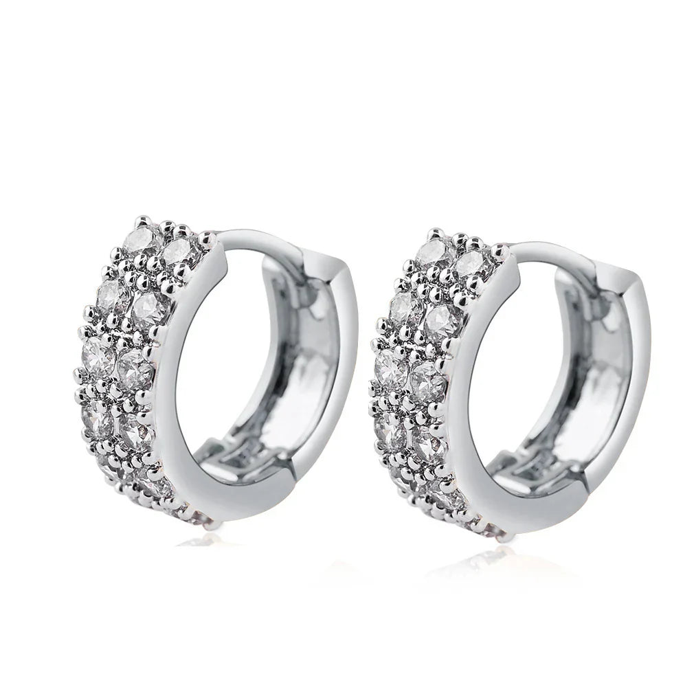 Two-color Plating Fine Zircon-embedded Earrings Women
